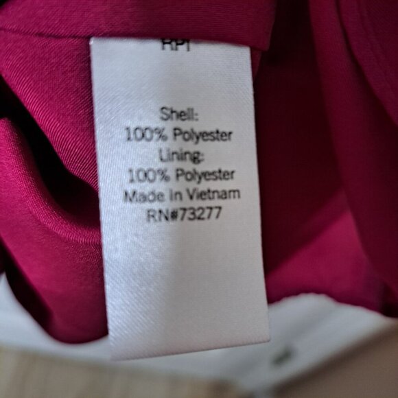 Apt 9 Women's 10 Magenta Long Sleeve Button Up Elastic Waist Dress Business - Picture 10 of 10